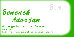 benedek adorjan business card