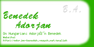 benedek adorjan business card